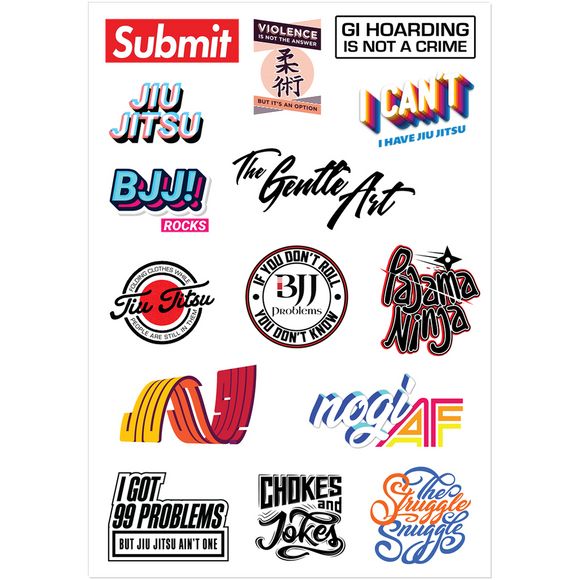 BJJ Problems Stickers - Assorted Designs - 4 Sheets